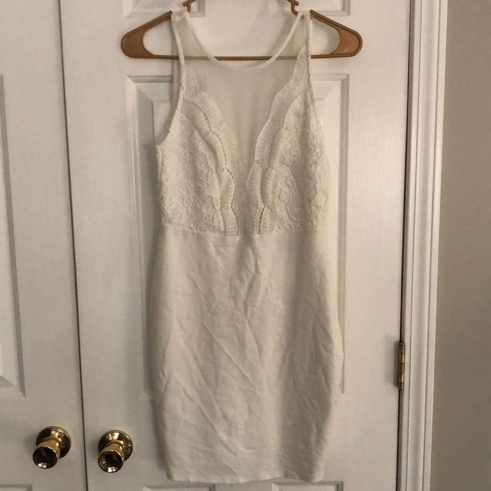 Lulu’s Coquina White Lace Bodycon Dress - EUC Sz S